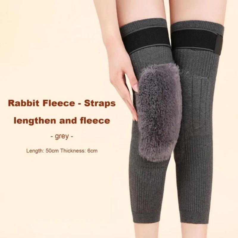 Wool Knee Pads Leg Warmer with Strap Adjustable for Men & Women